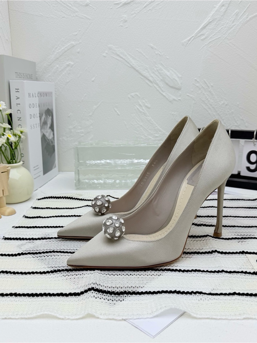 Dior Champagne Ivory Pointed Toe Crystal-Embellished Heels